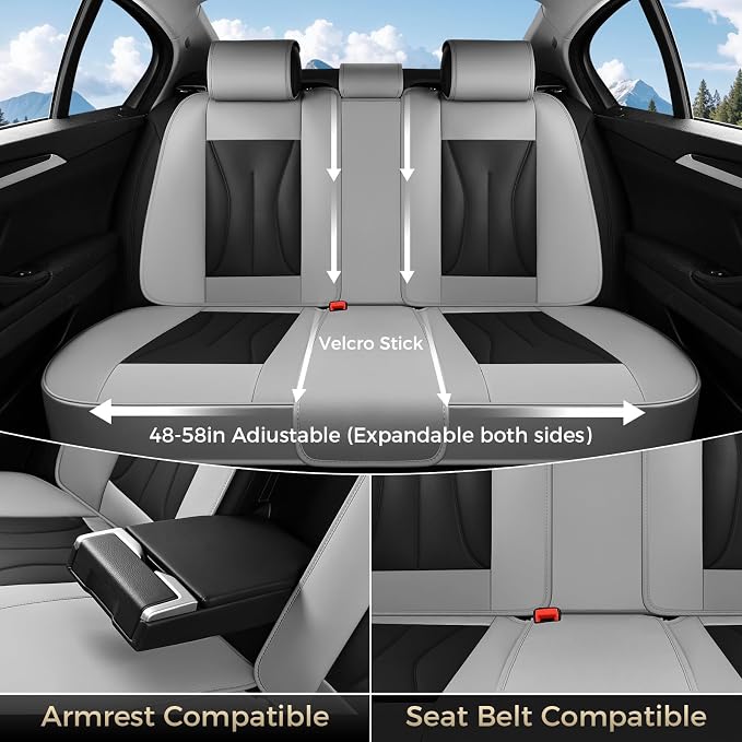 FLORICH Car Seat Covers Full Set, Leather Seat Covers for Cars, Waterproof Car Seat Protectors 5 Seats, Front and Rear Seat Covers for Cars, Automotive Seat Protector Fit for Most Car SUV Truck