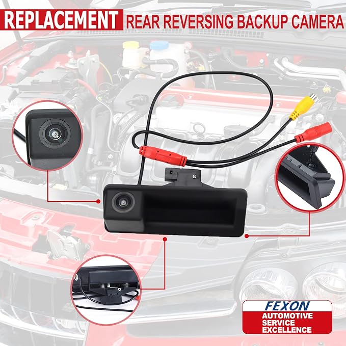 FEXON HD 1080P 30FPS Rear Reversing Backup Camera Waterproof Night Vision Compatible for X5 X1 X6 E39 E53 E82 E88 E84 E90 E91 E92 E93 E60 E61 E70 E71 E72 2002-2011
