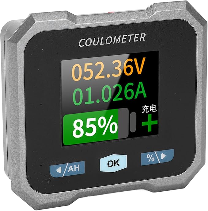 Battery Monitor with Bluetooth Smart Shunt, 10-100V 0-50A, 1.8in Color Screen, Capacity Percentage, Voltage, Power Display for RV, Motorcycle, Cart