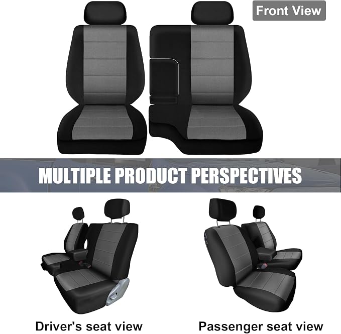 SAPUBK Custom-Fit Front Seat Covers Replace for 1995-2000 Toyota Tacoma 60/40 High Front Bench with Headrests & Center Console,Knitted Fabric Composite Soft Foam Lining Airmesh Breathable Seat Cover