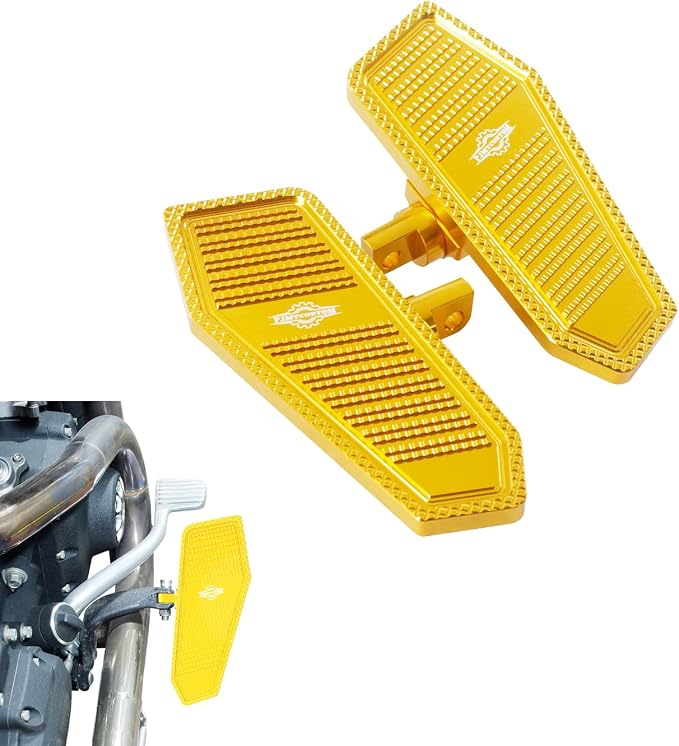 Gold Rider's Mini Floorboard, Foot Pedal with Male Mount, Compatible with Harley Davidson 2017-Before FX Models Street Bob, Super Glide, Fat Bob, Low Rider, Wide Glide, Breakout