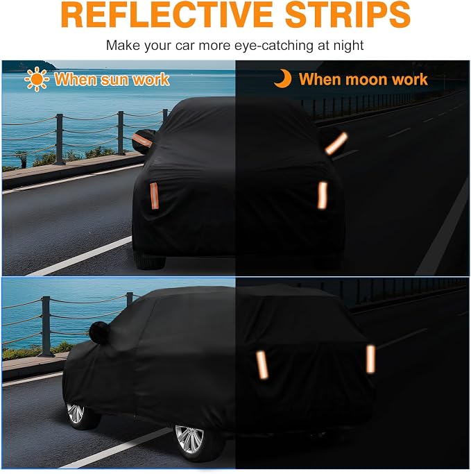 Car Cover Custom Fit for Ford Explorer 2006-2026, Outdoor Waterproof All Weather Heavy Duty Full Exterior Cover for Sun Rain Snow UV Dust Protection with Door Zipper