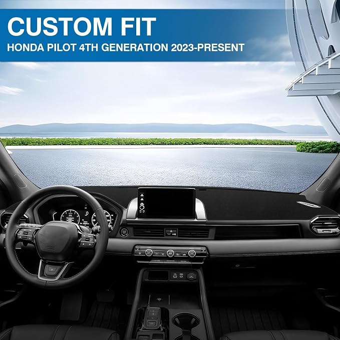 KUST Black Dash Cover for Honda Pilot 2023-2025 2026 (Only fit for Sport/EX-L/TrailSport/Touring) Polyester Dashboard Cover Non-Slip Accessories for Pilot Dash Mat Sunshade Windshield No Glare Black
