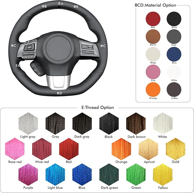 MEWANT Hand Stitch Steering Wheel Cover Wrap for Subaru WRX 2015-2021 / WRX STI 2015-2021 Steering Wheel Accessories for Subaru WRX