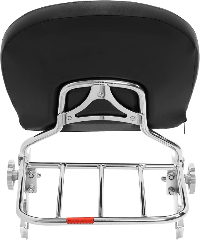 ALMULOO Detachable Backrest Sissy Bar Compatible with 1997-2008 Harley Road King Street Glide Electra Glide Upright Passenger Backrest w/Quick Release Detach Chrome