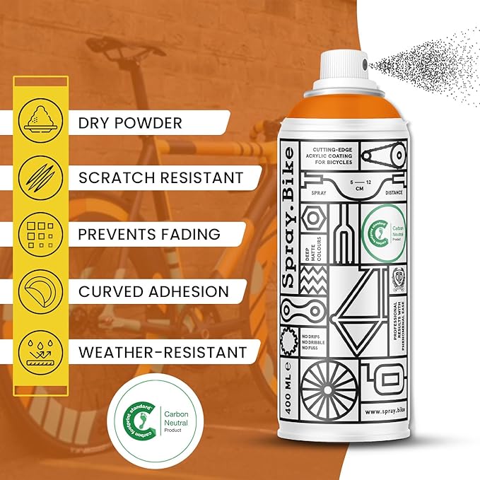 Spray.Bike Spray Paint | Designed Mainly for Bicycles | Multi-Use Acrylic Spray Paint for Metal, Plastic | High Coverage Bike Paint, 400ml, Meise Orange