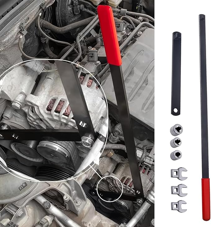8PCS Universal Serpentine Belt Tool Kit - 3/8" & 1/2" Drive Belt Adjust Tightener Wrench Set for Automotive Repair & Maintenance