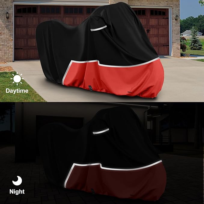 Waterproof Motorcycle Cover Compatible with Royal Enfield Himalayan/Super Meteor 650, 420D Oxford Cloth Cover for Snow Rain Dust Protection