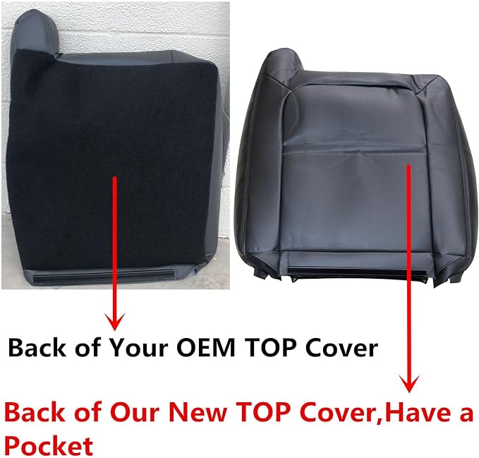 SecosAutoparts Driver & Passenger Side Bottom & Top Lean Back Dark Gray Replacement Cloth Seat Cover Compatible with Chevy Silverado GMC Sierra 2003 2004 2005 2006 2007