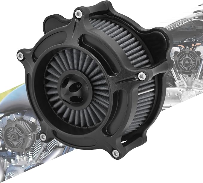 Air Cleaner Filter Aluminum Fit for Harley Touring Road King Street Glide Softail Sportster Dyna (Black Housing Grey Element, C For Touring 08-16,Softail 16-17,Trike 08-16)