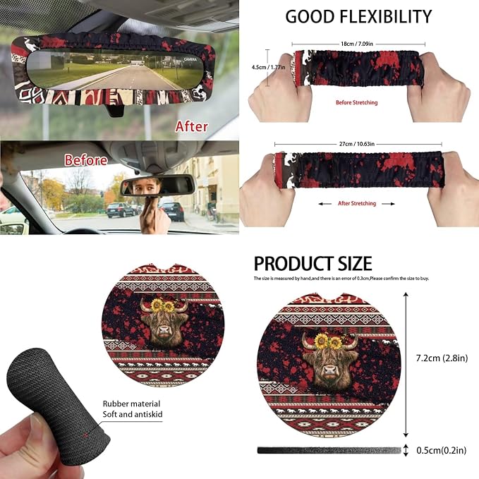Aztec Car Seat Covers Set of 15 with Universal Steering Wheel Cover, Rearview Mirror Cover, Car Trash Can, Seatbelt Pads, Cup Holder Coasters, Keychains