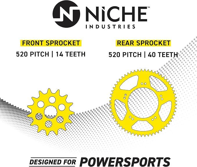 NICHE Drive Sprocket Chain Combo for Suzuki QuadSport Z400 LT-Z400 Front 14 Rear 40 Tooth 520NZ Standard 96 Links