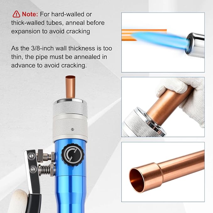 Hydraulic Tube Expander Swaging Tool HVAC Set with 7 Expander Heads | 3/8In to 1-1/8In OD Pipe Expander Tools, Flaring Tool HVAC for Expander Copper/Aluminum/Soft Steel Pipe