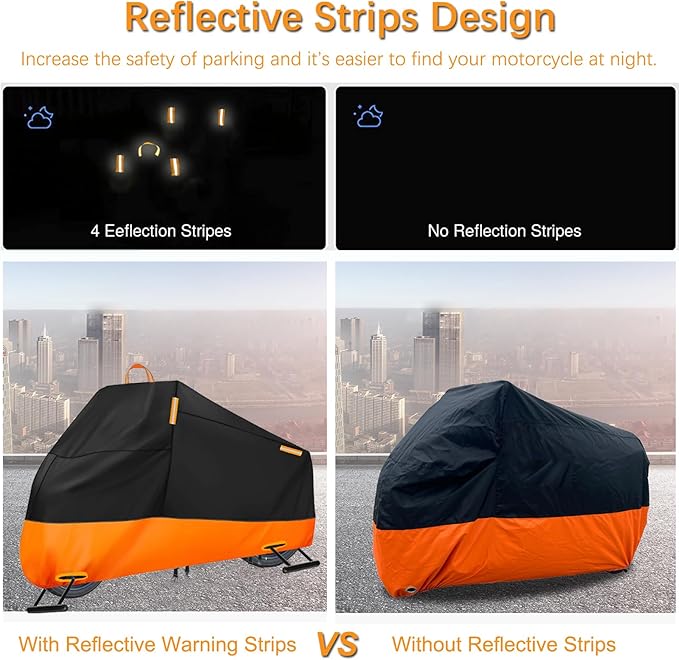 Motorcycle Cover Waterproof Outdoor, 300D Heavy Duty Motorcycle Cover for Harley Davidson Sportster 1200 883 Fat Boy 114 Street Bob, All Seasons Protection Scooter Cover Fits up to 96"