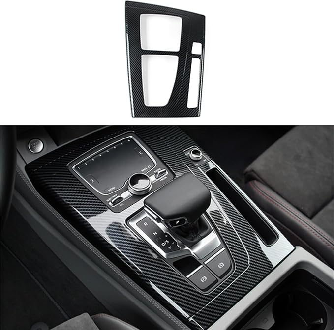 Center Console Gear Shift Panel Cover Compatible with Audi Q5 2018-2021, Console Gear Shift Trim Protective Frame for Audi Q5 2018-2021 LHD, ABS Carbon Fiber Q5L Interior Accessories