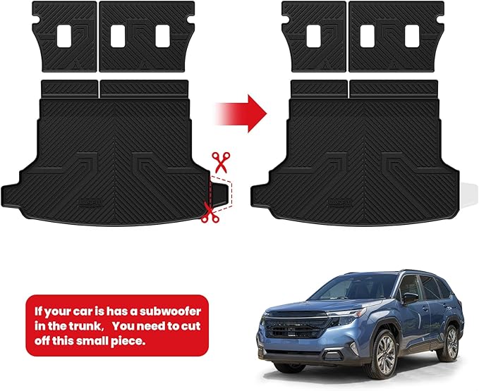 LASFIT Cargo Tray Mat & Backrest Mat for Subaru Forester 2025-2026 (Not Fit Hybrid & Wilderness), All Weather TPE Custom Fit Easy Clean Trunk Mat for Forester 2025 2026 Car Cagro Liners,Black