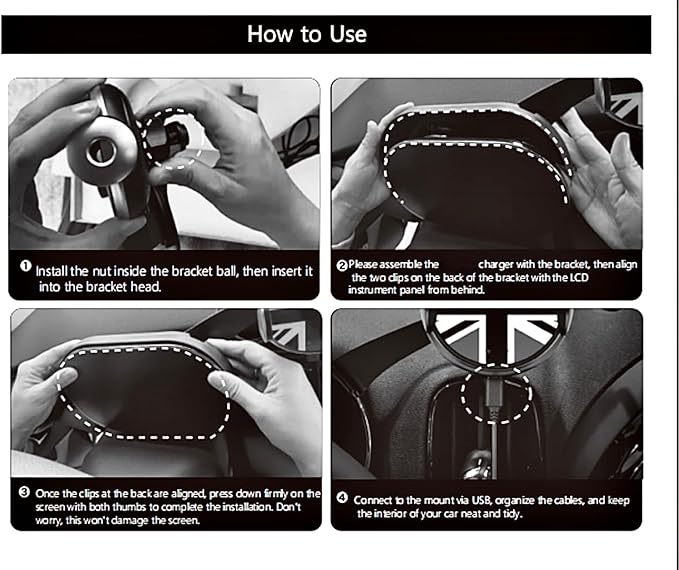Persevere for Mini Cooper Phone Holder F54 F55 F56 F57 with Auto Charging for Display Dashboard Car Phone Mount, Fits 4-6.9" Smartphones, Right (Not Supported All Countryman F60/R61)