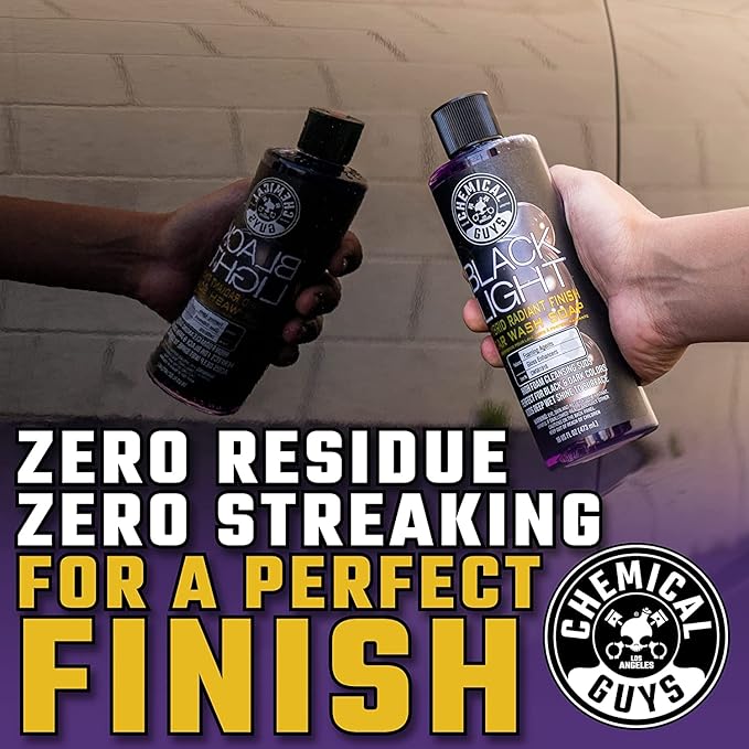 Chemical Guys CWS619 Black Light Foaming Car Wash Soap & Refill Kit, 2 Bottles - (1) 16 oz and (1) Gallon (Works with Foam Cannons, Foam Guns or Bucket Washes) 144 oz