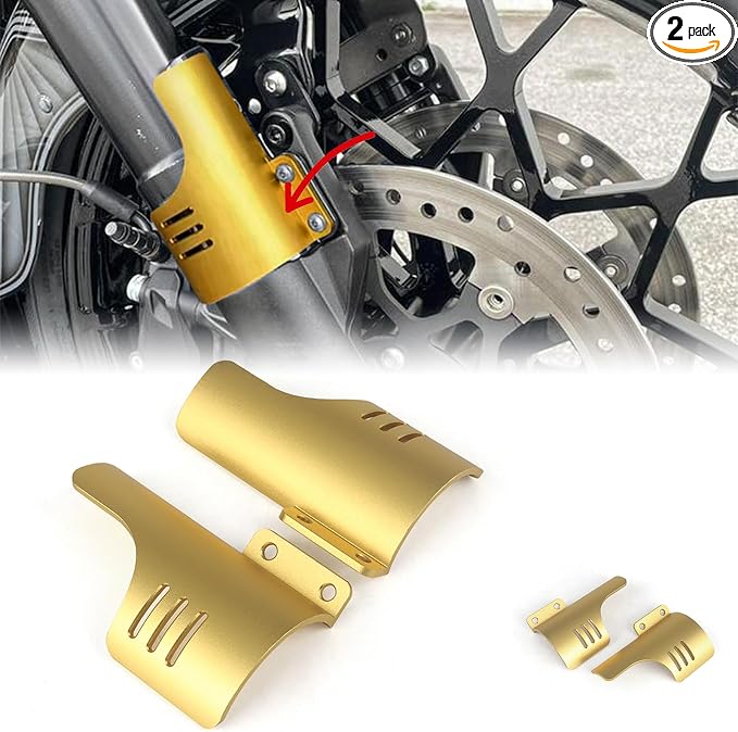 Motorcycle Front Fork Guards for Touring CVO Road Glide FLTRXSE ST FLTRXSTSE CVO Road Glide Upgrade 2024 Dust Protection Lower Fork Leg Deflector Shield (Gold)