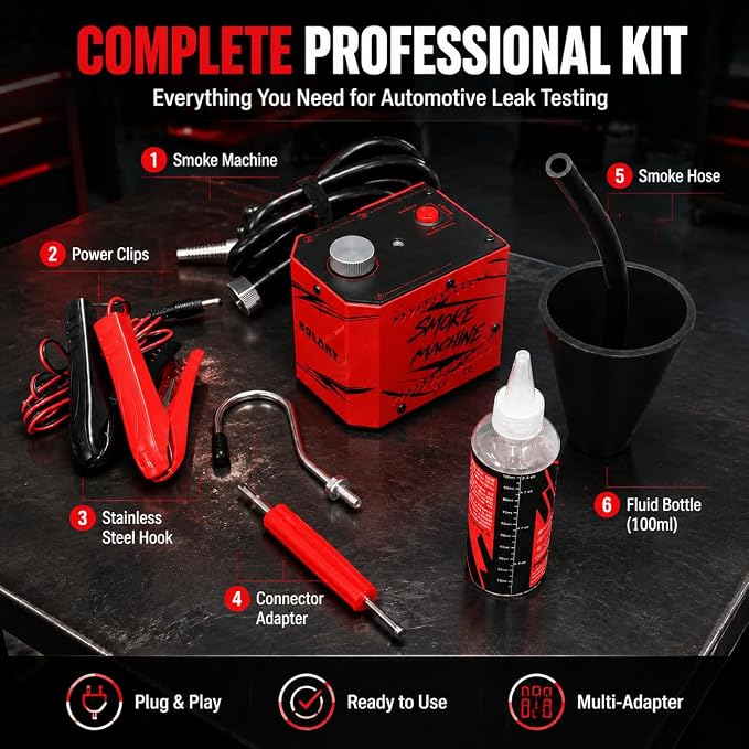 Solary Smoke Machine Leak Detector: 12v Precision Leak Testing Tool for Modified Car Systems – Ideal for Performance Optimization & Aftermarket Upgrades – Durable for DIY Car Enthusiasts
