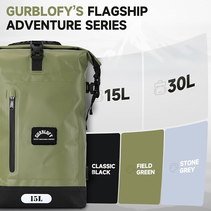 Motorcycle Saddle Bag, 15L Waterproof Motorcycle Tail Bag, PVC Bag | 2 Size and 3 Color Options Travel Bag, Rear Seat Bag, Backpack Field Green GT-15GN