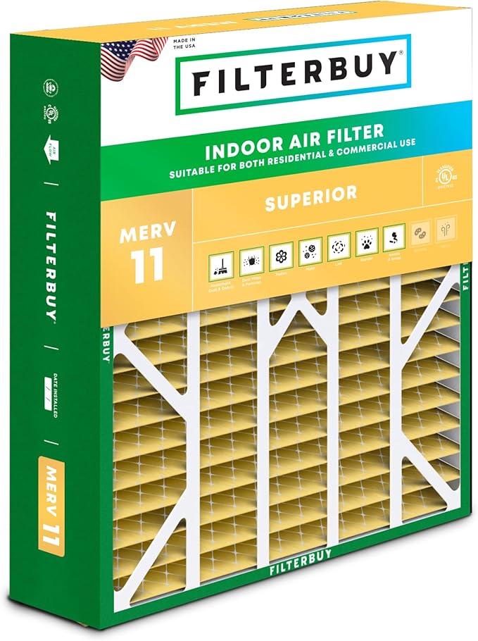 Filterbuy 20x25x6 Air Filter MERV 11 Superior Pet & Allergy Defense (1-Pack), Pleated HVAC AC Furnace Filters for AprilAire Space-Gard 201, 2200, 2250, & Lennox (Actual Size: 19.75 x 24.25 x 6.00)
