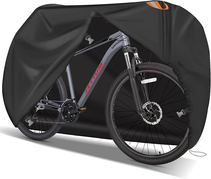 Zettum Bike Cover for 1 Bike - Outdoor Bike Cover for Stationary 1 Bike Waterproof & Heavy Duty, 600D Bicycle Cover for Single eBike, Mountain Bike, Road Bike, Hybrid Bike, Beach Cruiser Bike Storage