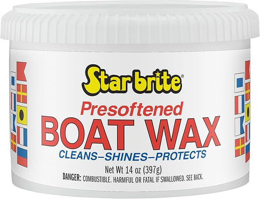 STAR BRITE Presoftened Paste Wax - 14 OZ, High-Gloss Shine, UV Protection, For Fiberglass, Aluminum, Chrome & Painted Surfaces (082314)
