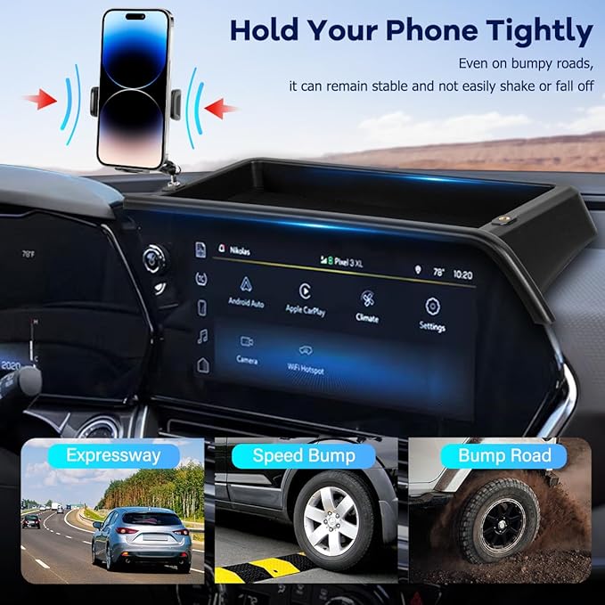 Car Phone Holder Compatible with Chevy Trax 2024-2026 Accessories 11-Inch Screen Fixed Clip, Cell Phone Mount with Dash Organizer Storage Box Hands-Free 360° Rotation