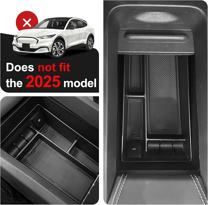 BestEvMod AOSK Compatible with Mustang Mach-E Armrest Storage Box Organizer Center Console Tray Accessories 2021 2022 2023 2024(V1) NOT FIT 2025 Model