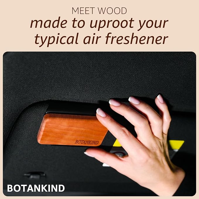 Car Air Freshener- Original Wood Air Freshener-Car Odor Eliminator for Visor Clip-Long Lasting Scent - 4 pack Included 2 Clips