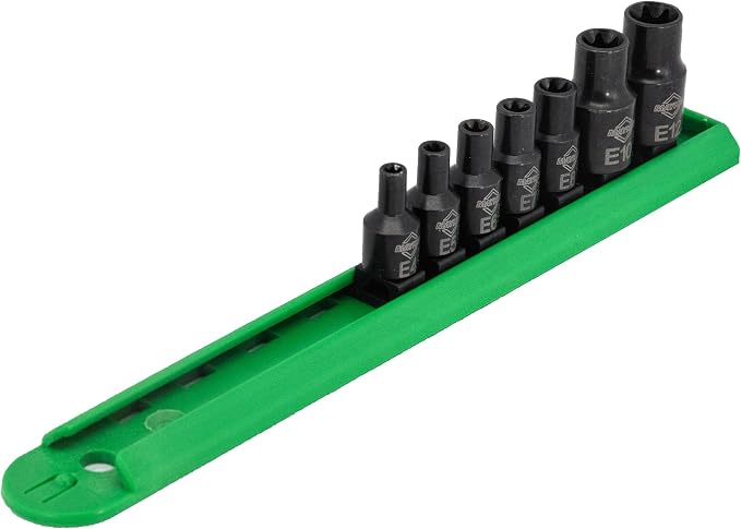 Mayhew Tools 16025 Inverted Torx Socket Bit Set, 7-Piece, Black Oxide Finish, polished chrome