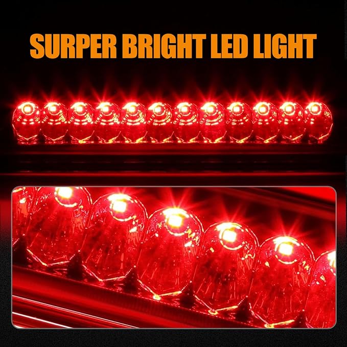 Third 3rd Brake Light LED for 1998-2001 Ford Explorer, High Mount Rear Brake Lights Assembly for 98-01 Explorer, Waterproof Center Cab Lamp Stop Light (Red)