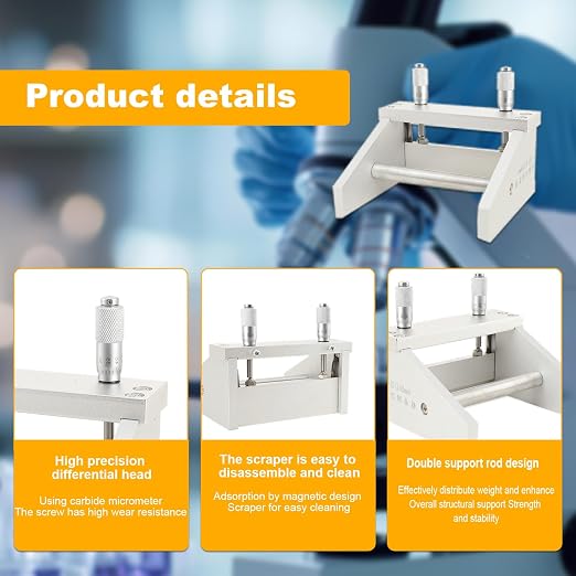 Micrometer Adjustable Film Applicator Coating Lab Doctor Blade Coating Machine KTQ-II High Precision Film Applicator 3500μm Coating Thickness Adjustable, 100mm Width (film casting doctor blade)