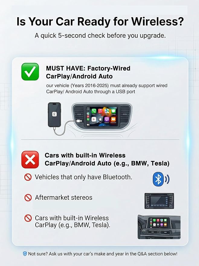 4-in-1 Wireless CarPlay & Android Auto Adapter – AirPlay & Miracast Media Hub – Seamless for Mixed Families – 5.8GHz Low-Latency & Auto-Connect – Factory Wired Cars Only (Sunset Orange)