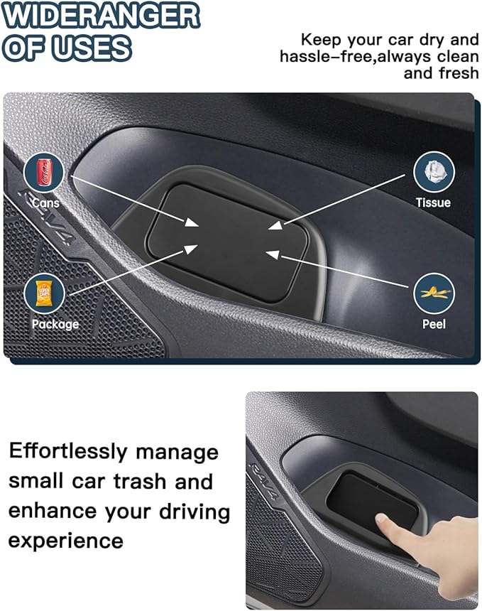 Ruiya 2026 RAV4 Trash Can for Toyota RAV4 Accessories,Portable Mini Car Trash Bin with Lid for Storage and Organizer Car Door Garbage Can Compatible with 2019~2025 2026 Toyota RAV4