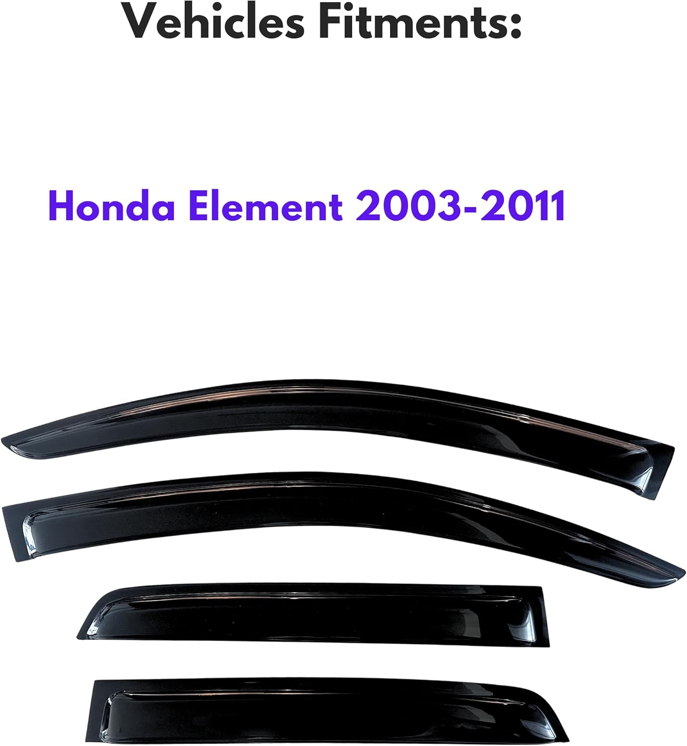 KPY Window Visors Compatible with Honda Element 2003-2011, 4PC Rain Guard Side Vent Deflectors Tape-On Style, 2003 2004 2005 2006 2007 2008 2009 2010 2011