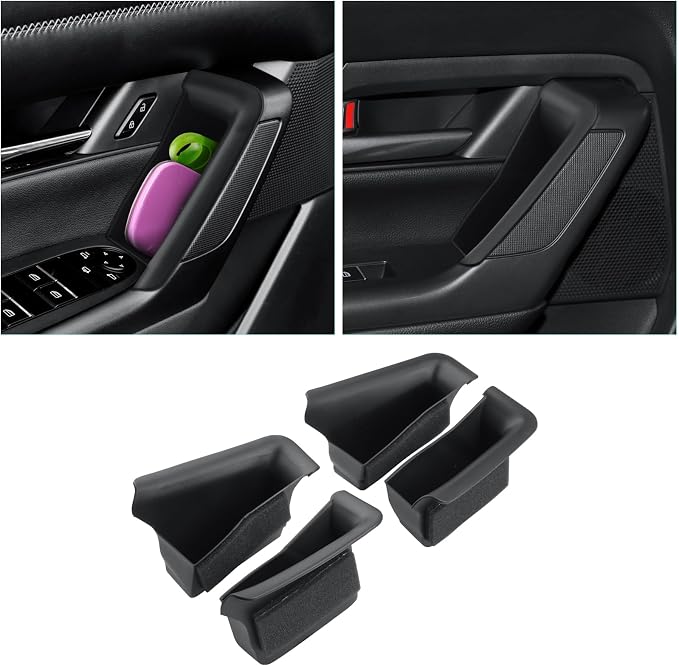 CDEFG 4Pcs for 2025 2026 Mazda CX-50 Center Console Door Handle Pockets | Trash Can Storage Box for 2023 2024 2025 2026 Mazda CX50 Accessories 4-Doors Trash Bin Storage Case TPE Material