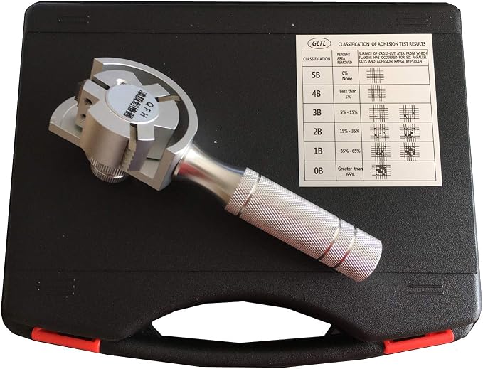 Cross Hatch Adhesion Tester Kit with Rotating 3-Blade Head & Test Result Chart - Precision Tool for Paint, Coating, Plating, Spray Finish Surfaces