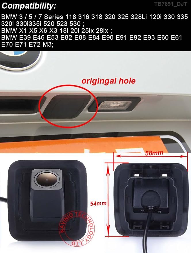 1280x720pixel 1000 TV Lines Car Rear View Camera License Plate Backup Camera for BMW 3/5/ 7 Series 118 316 318 320 325 328Li 120i 330 335 320i 330i 335i 520 523 530 X1 X5 X6 X3 18i 20i 25ix 28ix