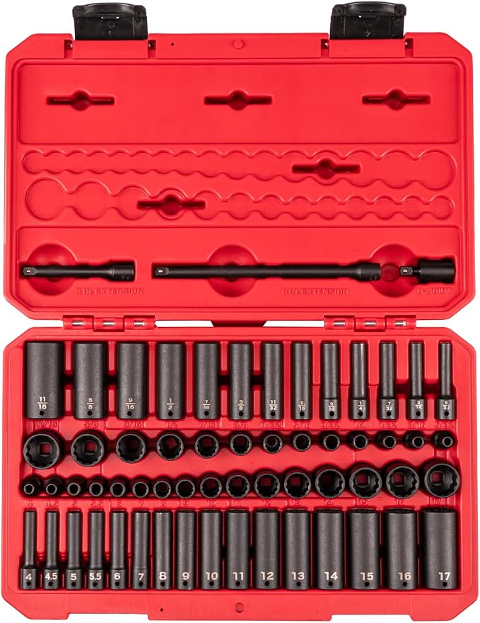 TEKTON 1/4 Inch Drive Impact Socket and, 61-Piece | SID90406
