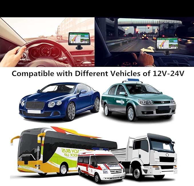 7-Inch Touch Screen GPS Navigation for Car, Truck and RV with 2025 Maps - Speed and Red Light Warning Alerts - Free Lifetime Map Updates