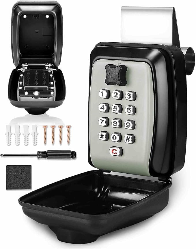 Tevlaphee Car Lock Box Punch Button Combination Car Window Lock Box Wall Lock Box