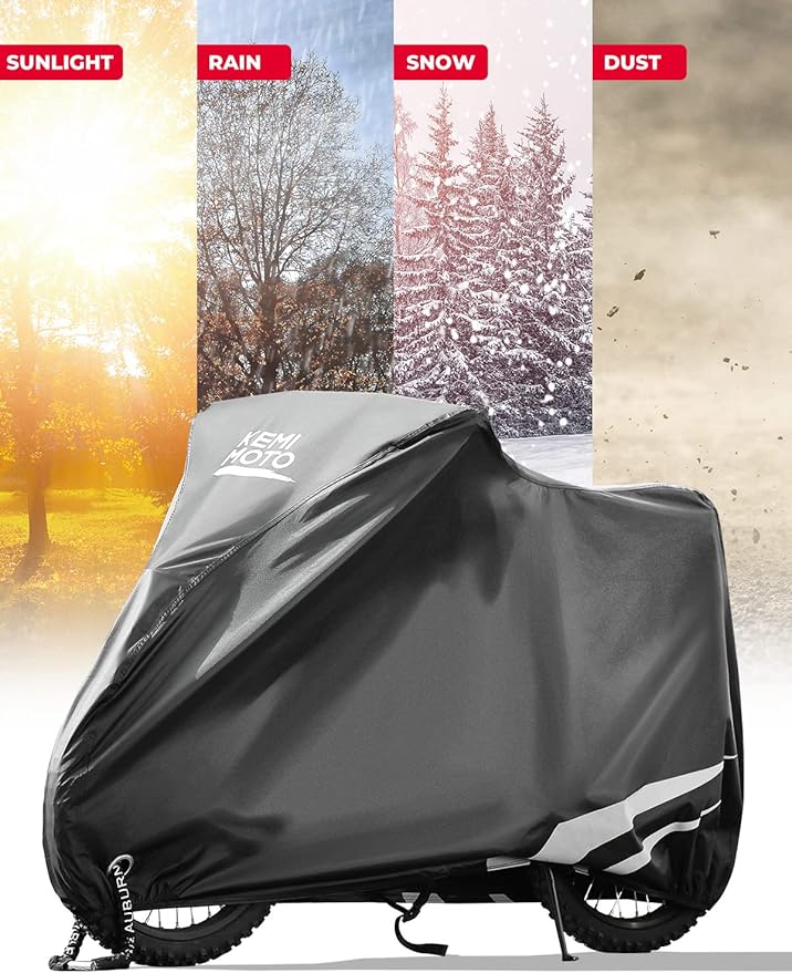 KEMIMOTO Motorcycle Cover Compatible with Surron X Waterproof Protective Cover Surron X160 X260 All Weather Mini Motorcycle Rain Cover Sunlight Dust with Windproof Buckle,Black