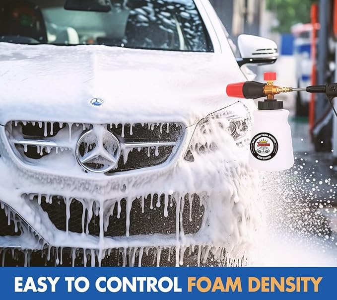 High Pressure Foam Cannon for Pressure Washer, 1L Heavy-Duty Car Wash Sprayer with Brass Connector, Fits Most Pressure Washers, Includes Microfiber Gloves