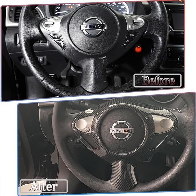 MUXEE Steering Wheel Button Frame,for Nissan Sentra 2016 2017 2018 2019 - ABS Carbon Fiber Sport Steering Wheel Frame Cover Steering Wheel Button Wrap Accessories