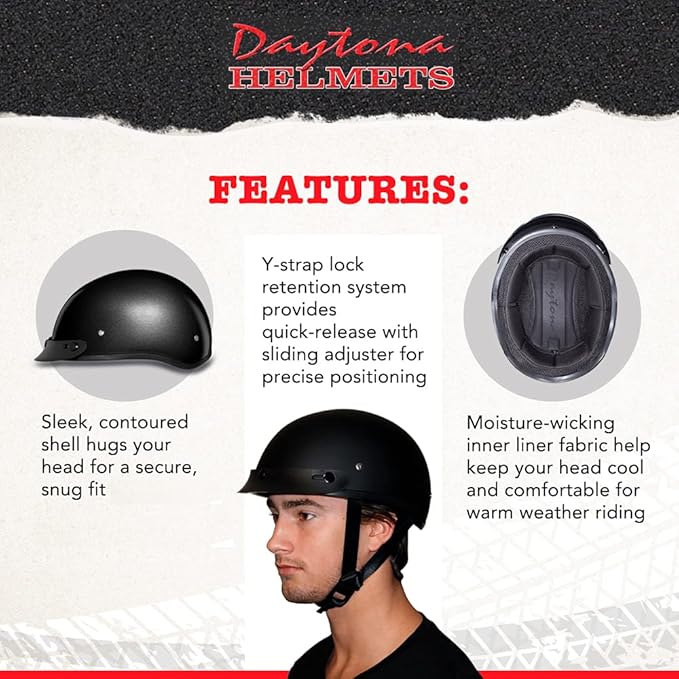 Motorcycle Helmet Half Skull Cap - Lightweight & Stylish DOT Approved Helmets for Adults - Perfect for Men and Women Riders - Comfortable & Secure Fit- Stylish Protection for Everyday Riding