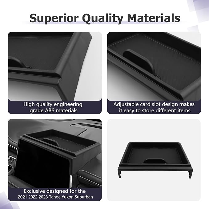 Dashboard Storage Tray Compatible with 2021 2022 2023 Yukon Tahoe Suburban Center Console Display Box Hidden Organizer Tray Behind Screen Tahoe Yukon Suburban Accessories (ONLY for 10.2Inch Screen)