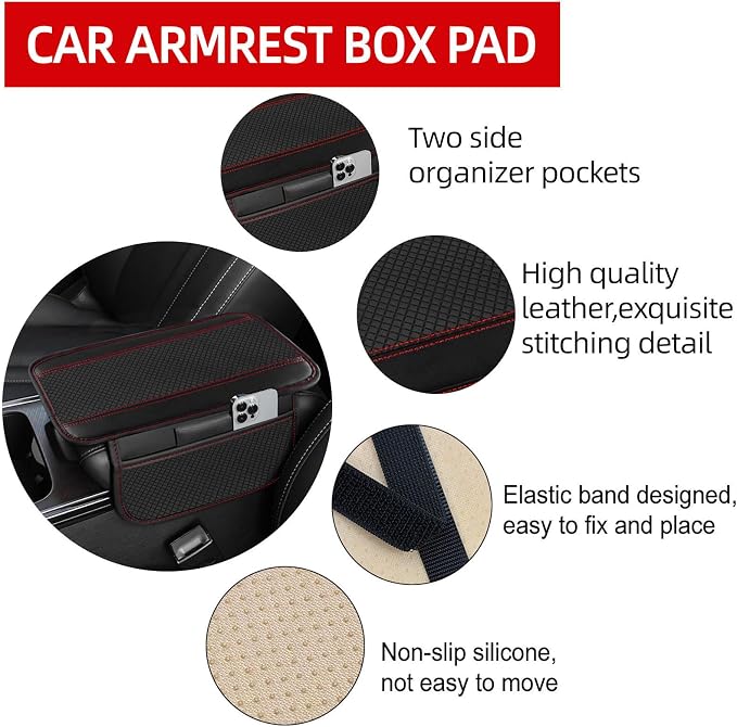 NBTEPEM 10 Pcs Car Floor Mats Full Set Car Accessories, Microfiber Leather Steering Wheel Covers 14.5-15 inch, Center Console Cover, Seat Belt Pads, Cup Coasters, Universal Interior Decor(Red)