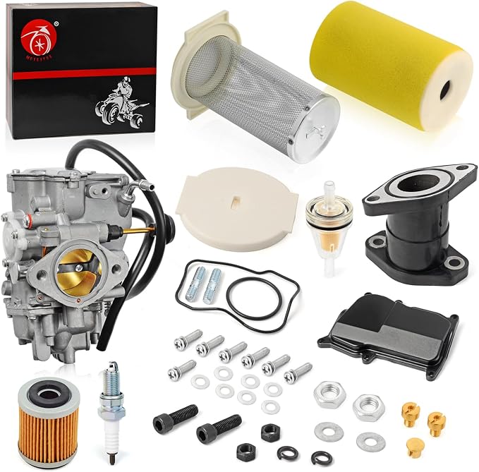 Carburetor Carb and ir Filter & Guide & END CAP Kit Intake Manifold For YAMAHA 1987-1998 Big Bear 350 1987-1995 Moto 4 YFM350ER 1996-1998 Kodiak 400 YFM400FW